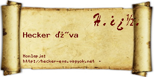 Hecker Éva névjegykártya